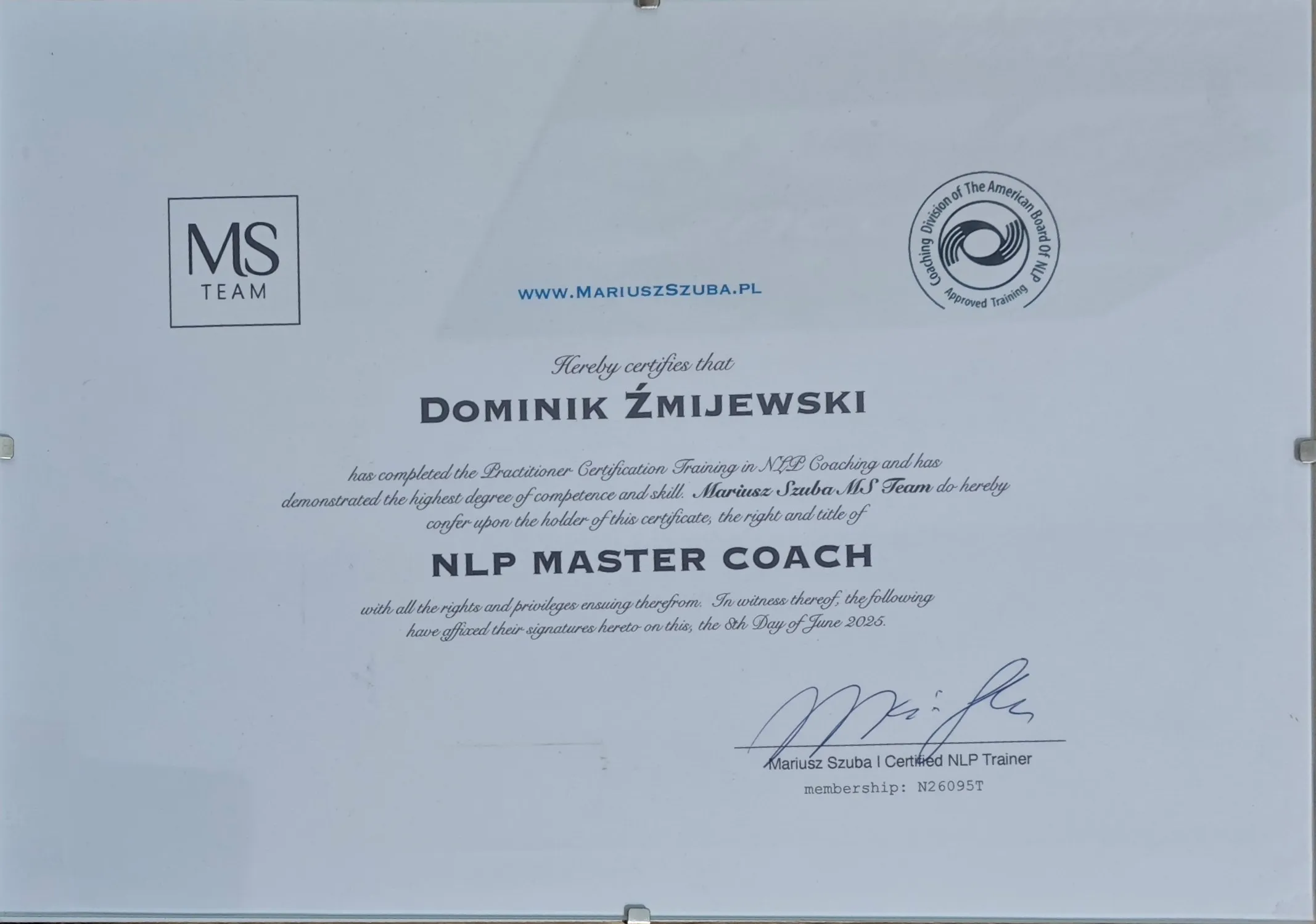 Certyfikowany Master Coach NLP