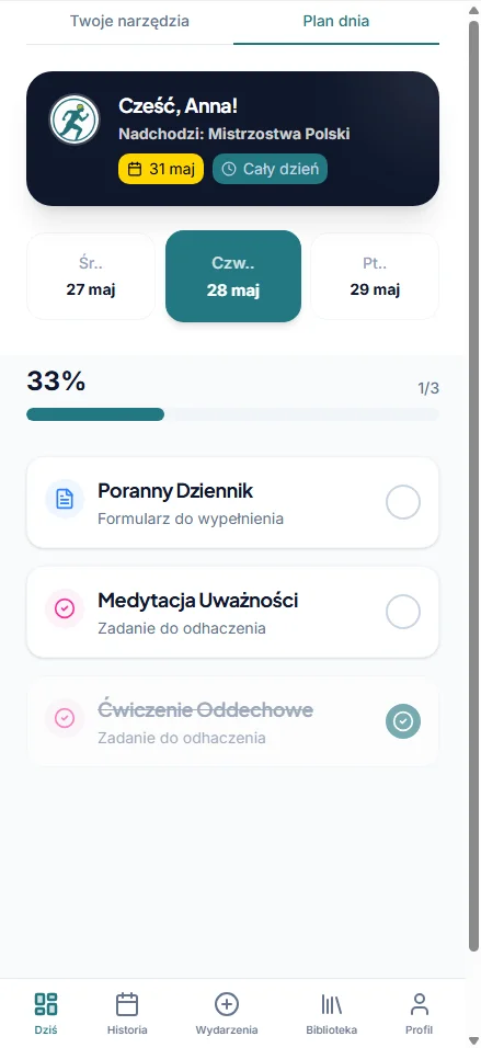 MindTrack — lista zadań po sesji